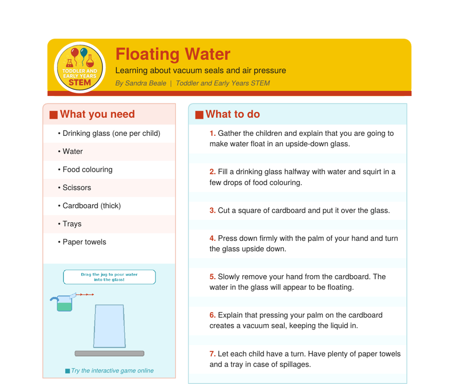Floating Water instruction sheet