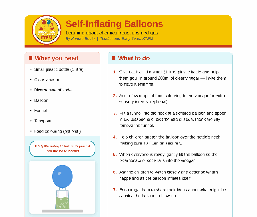 Self-Inflating Balloons instruction sheet